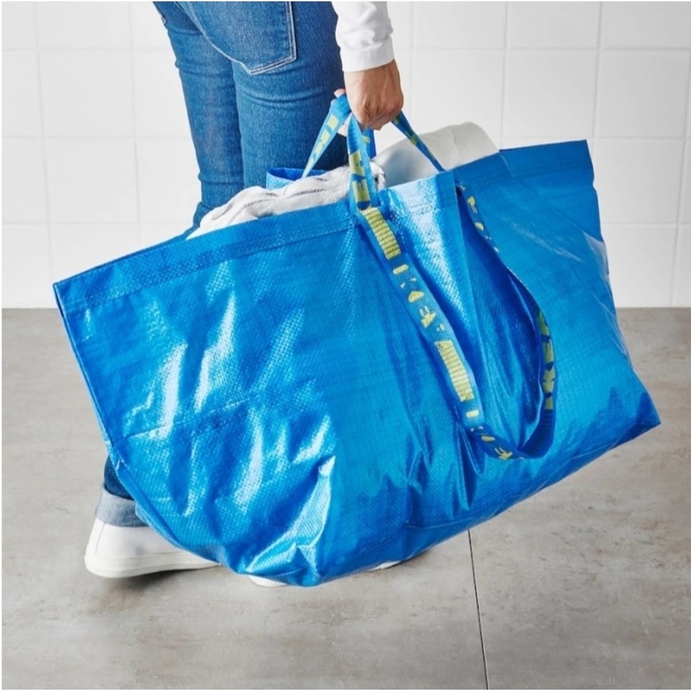 IKEA FRAKTA Ten (10) Large Blue Reusable Shopping Bags Laundry Tote Eco Friendly - Picture 6 of 13